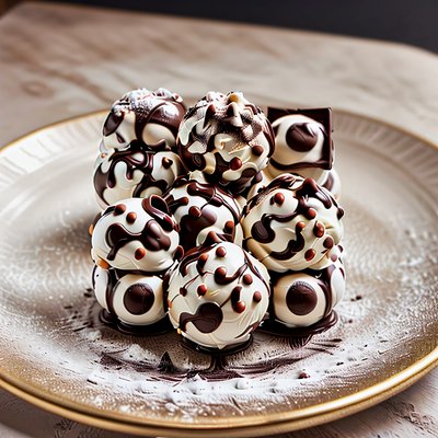 Chocolate Ice Cream Balls Photorealistic QR Code for Restaurant Menus