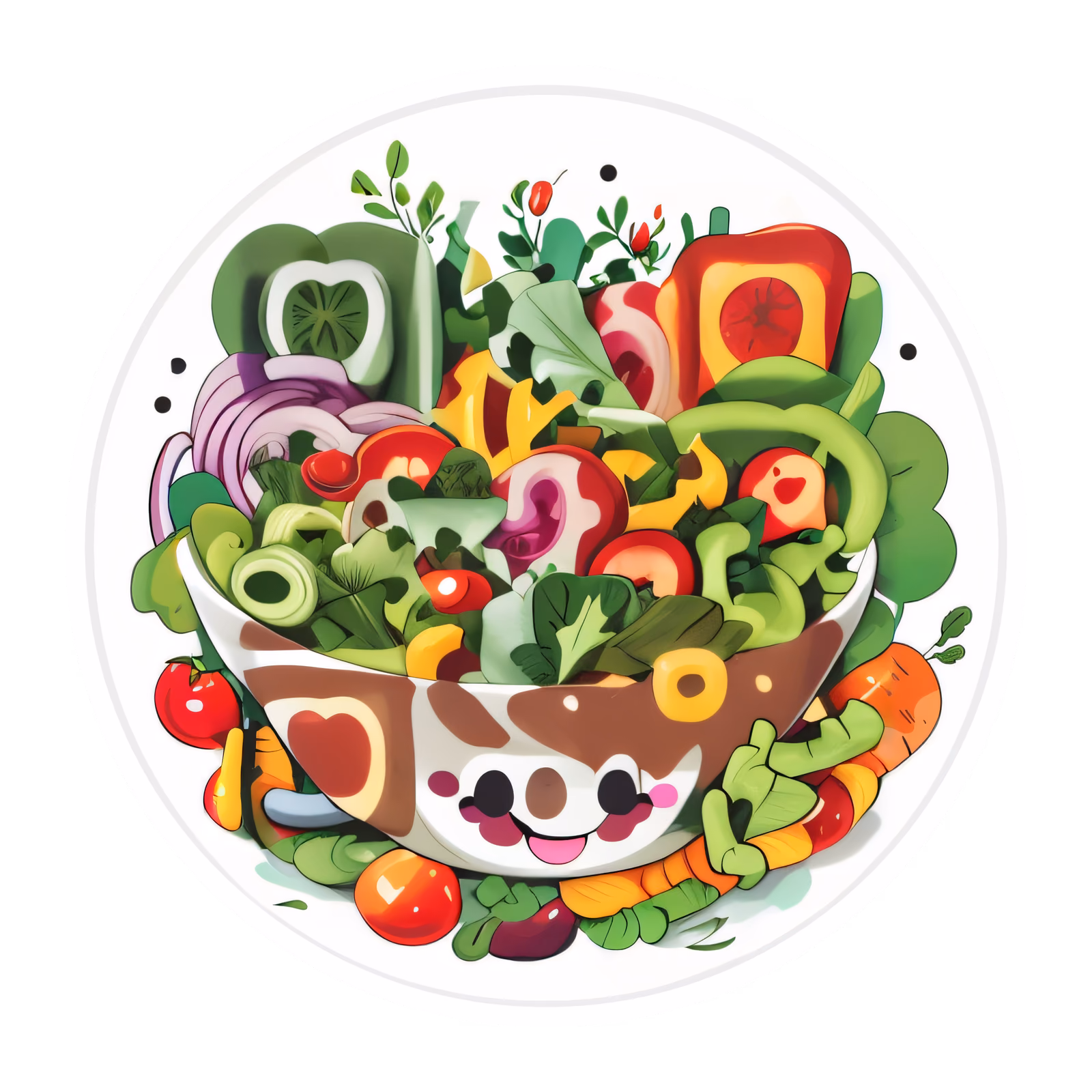 Smiling Salad Bowl Vector QR Code for Stickers — image 1