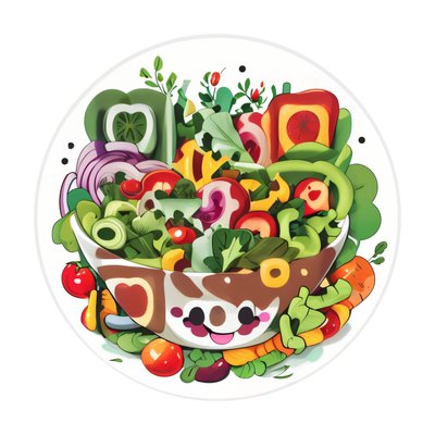 Smiling Salad Bowl Vector QR Code for Stickers