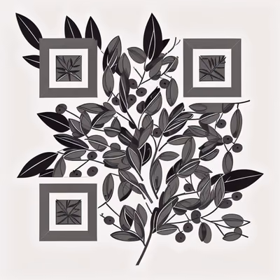 Olive Branch Vector Line Art QR Code for Packaging — image 1