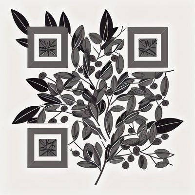 Olive Branch Vector Line Art QR Code for Packaging