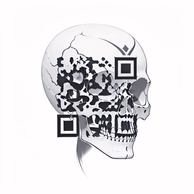 Профиль черепа в технике чернил: QR-код для временных тату — изображение 1