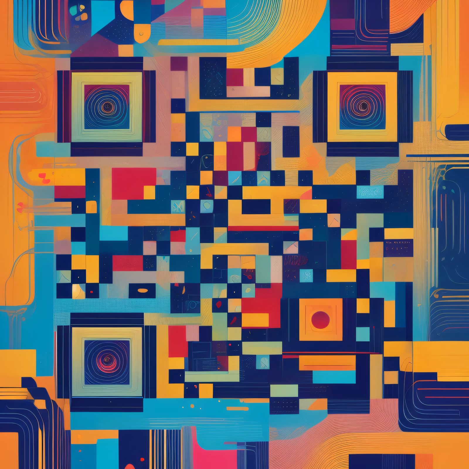 Colorful Geometric Abstract Generative & Geometric Abstract QR Code for Posters — image 1