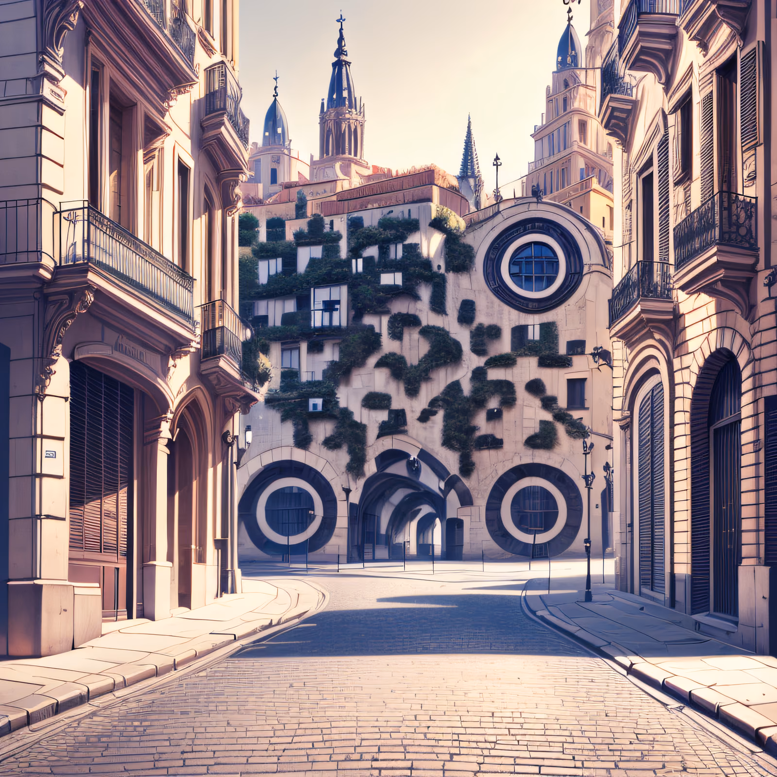 Barcelona Gothic Street Illustration QR Code for Posters — image 1