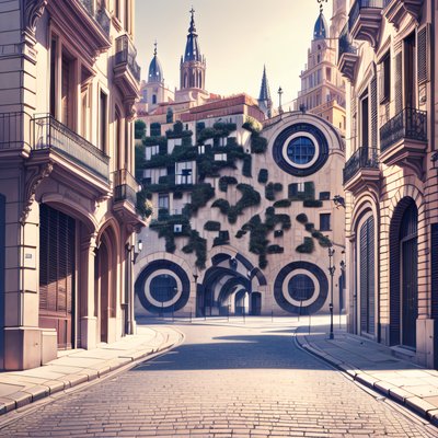 Barcelona Gothic Street Illustration QR Code for Posters