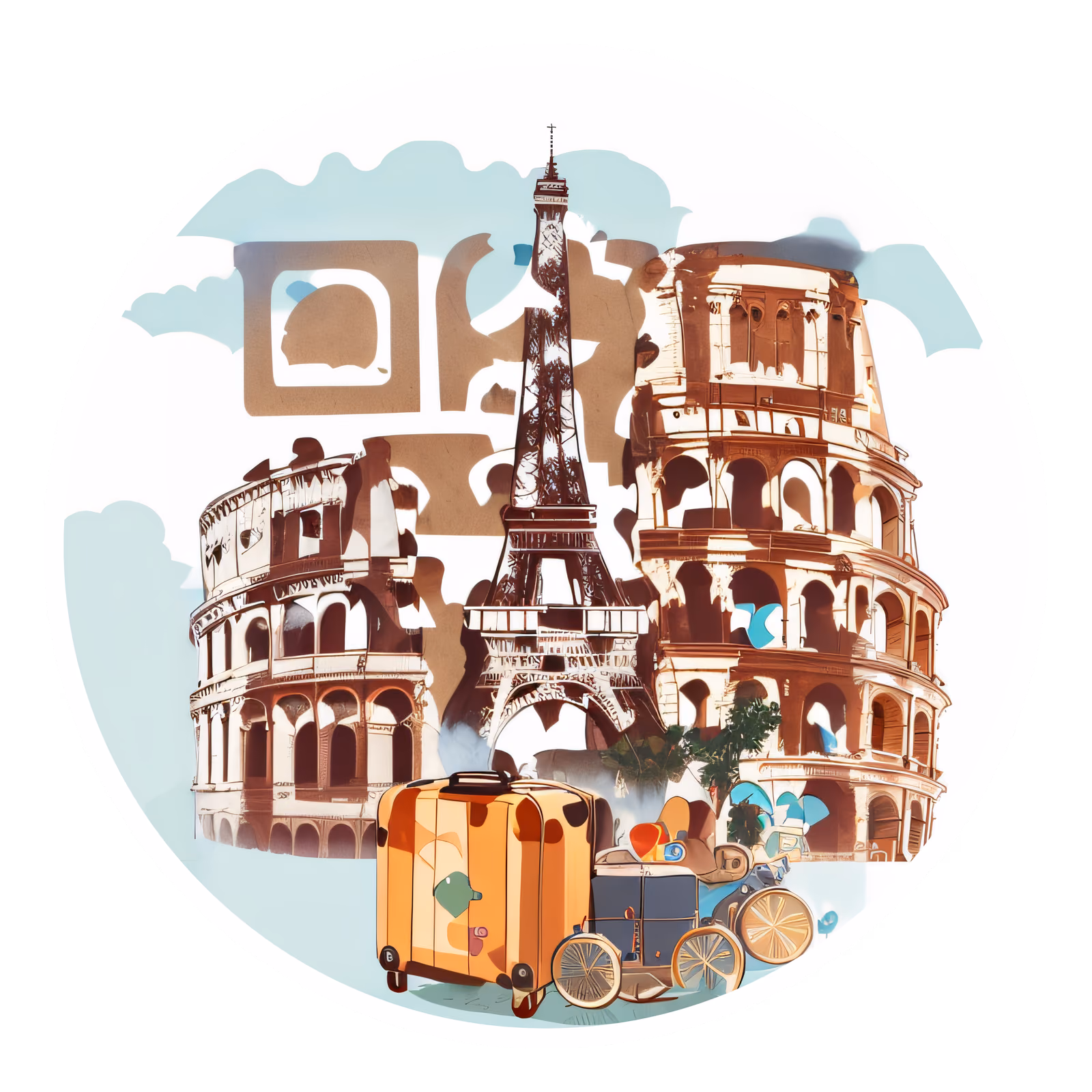 Eiffel Tower Colosseum Travel QR Code for Stickers — image 1