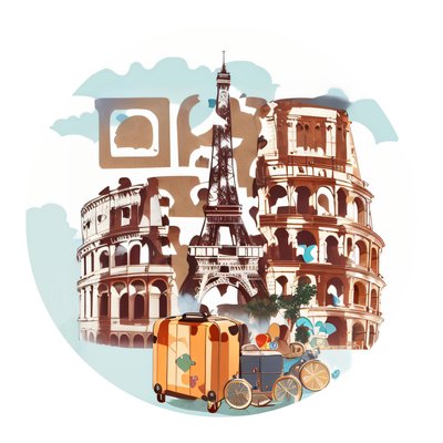 Eiffel Tower Colosseum Travel QR Code for Stickers