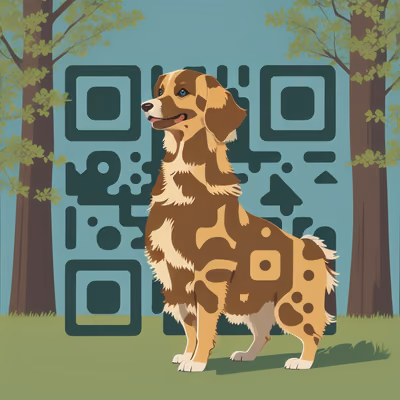 Golden Retriever in Park Vector Dog QR Code for Posters — image 1