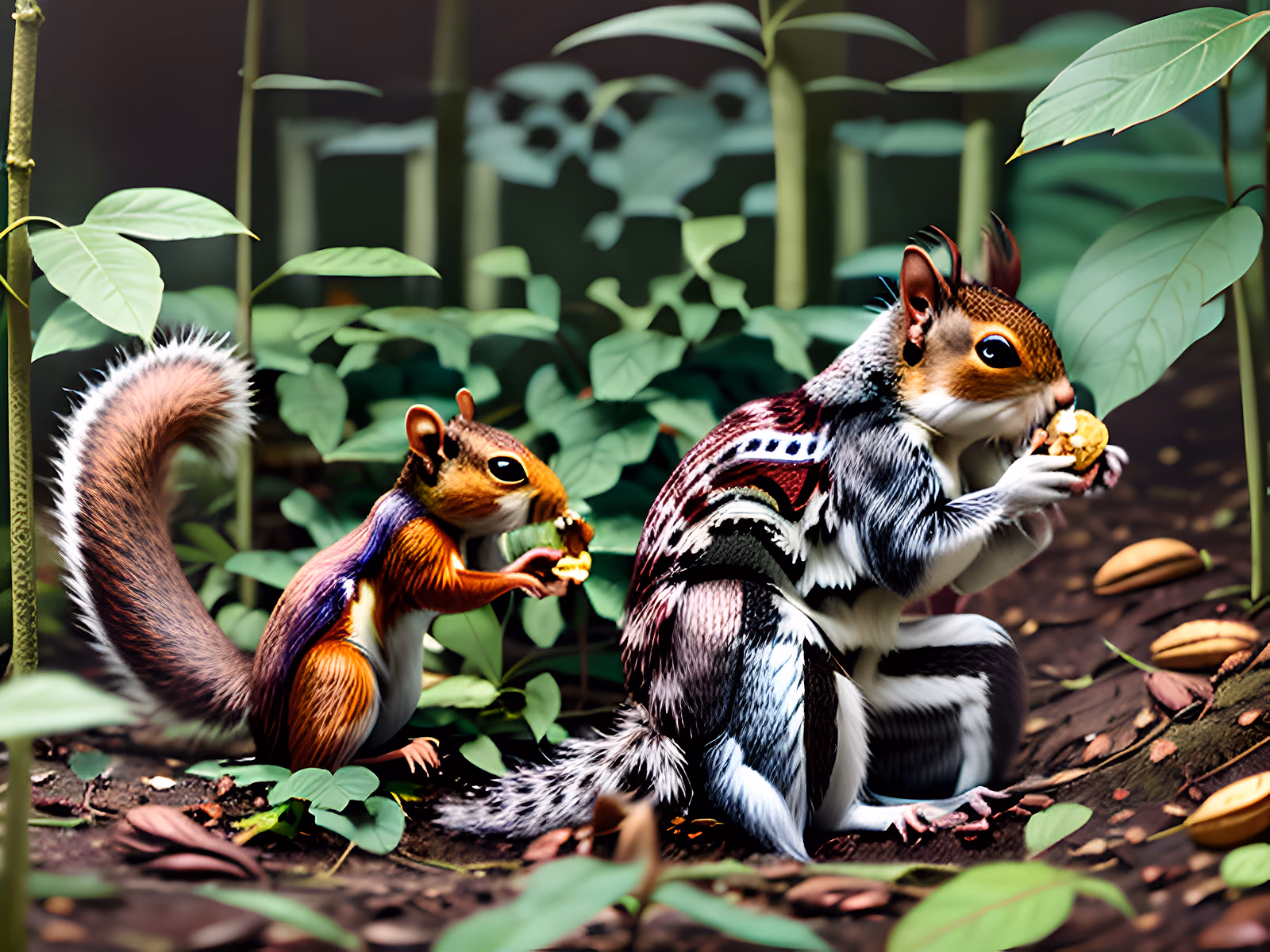 Squirrels Eating Nuts Photoreal QR Code Art — image 1