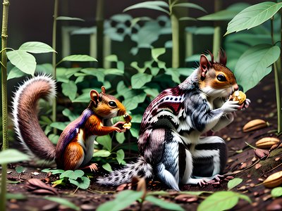 Squirrels Eating Nuts Photoreal QR Code Art