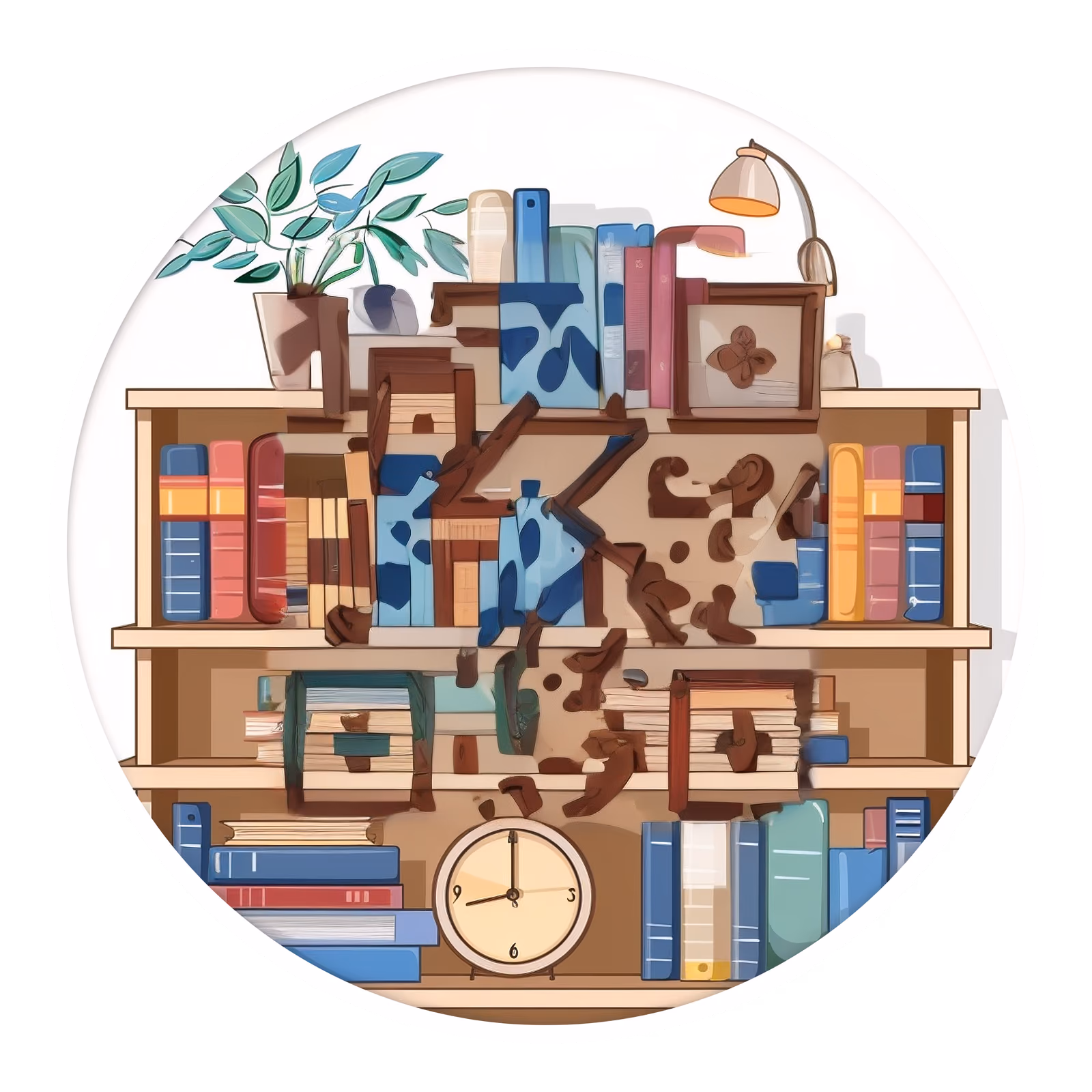 Книжный шкаф: векторная иллюстрация QR-код для наклеек — изображение 1