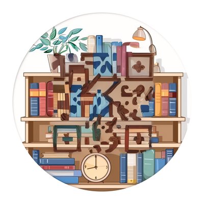 Bookshelf Vector Illustration QR Code for Stickers