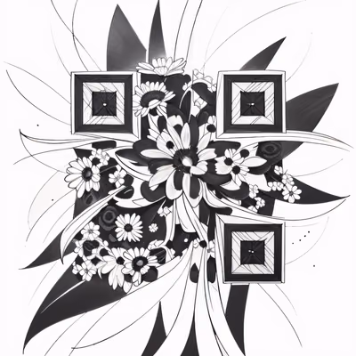 Daisy Bouquet Ink Tattoo QR Code for Temporary Tattoos — image 1
