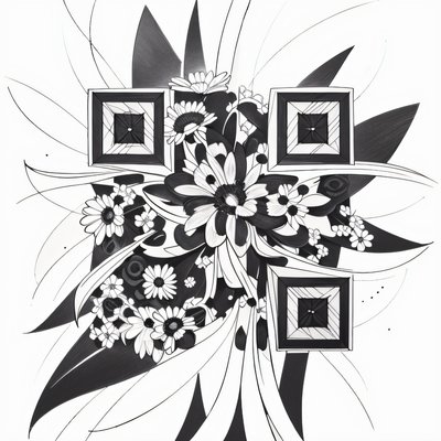 Daisy Bouquet Ink Tattoo QR Code for Temporary Tattoos