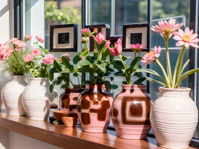 Pink Flower Vases Photo QR Code Art