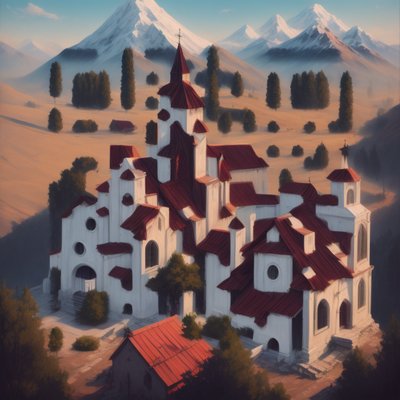 Mountain Church Matte Painting QR Code Art