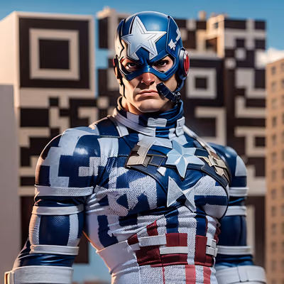 Star Spangled Superhero 3D Render QR Code for Posters — image 1