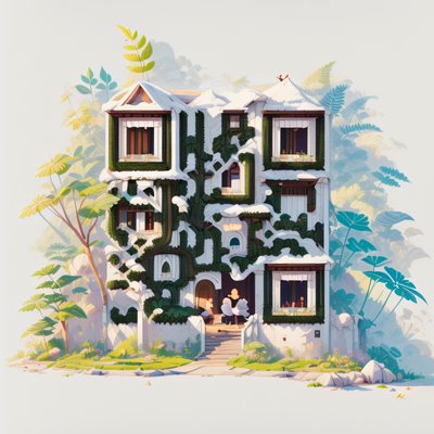 Ivy Covered House Game Art QR Code Art