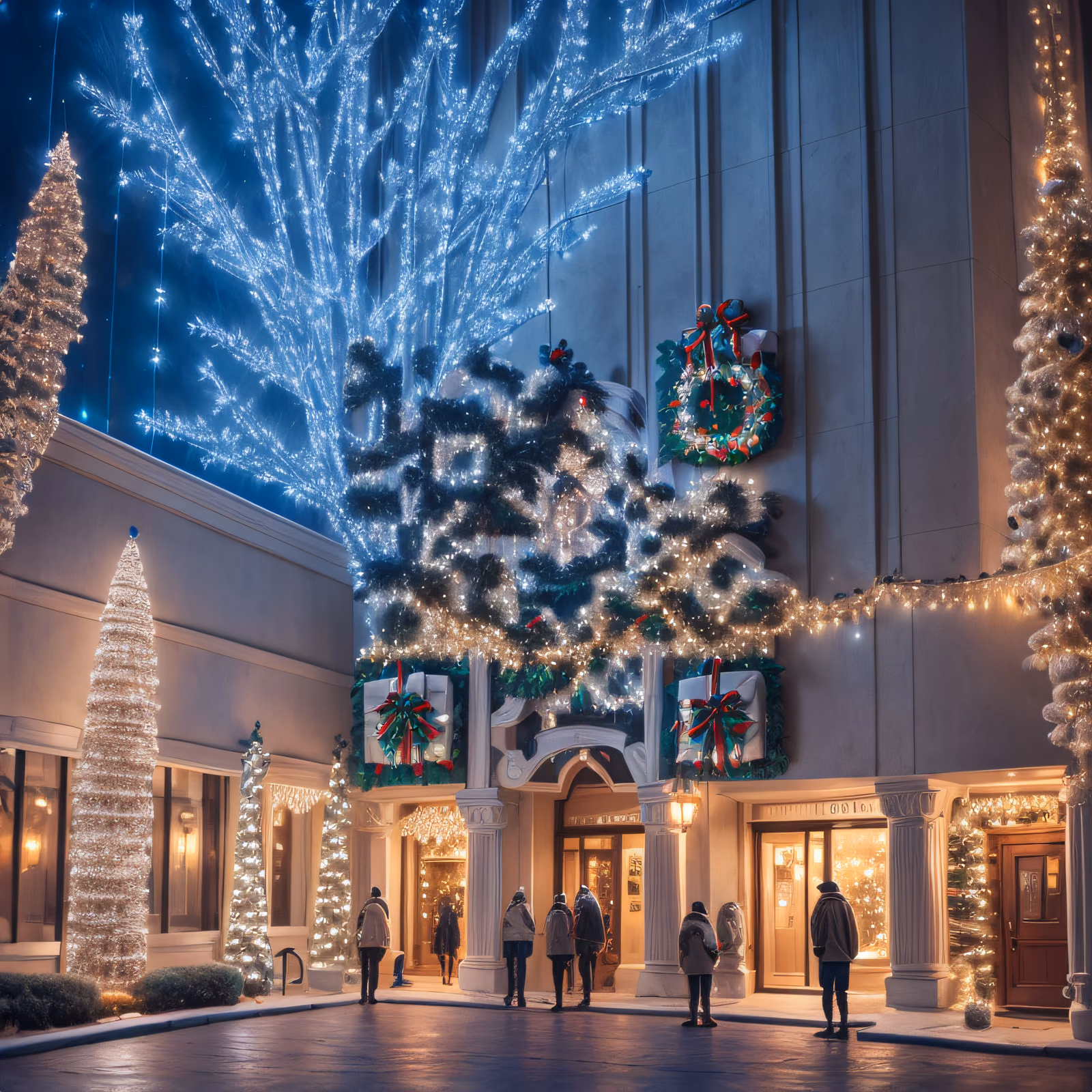 Christmas Lights Building Facade QR Code for Greeting Cards — image 1