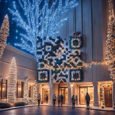 Christmas Lights Building Facade QR Code for Greeting Cards — image 1