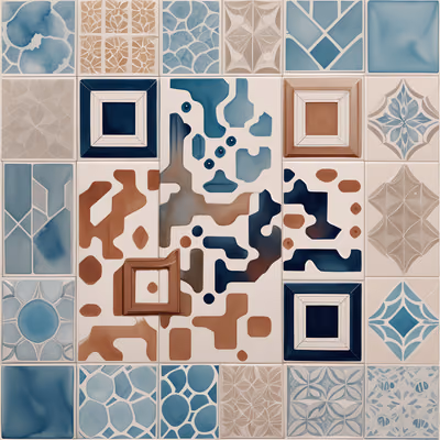 QR-код: акварельный узор из плитки — изображение 1