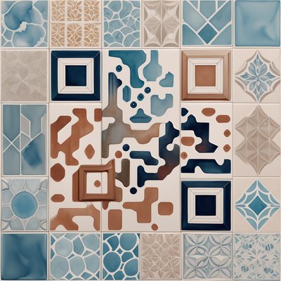 Watercolor Tilework Pattern QR Code Art