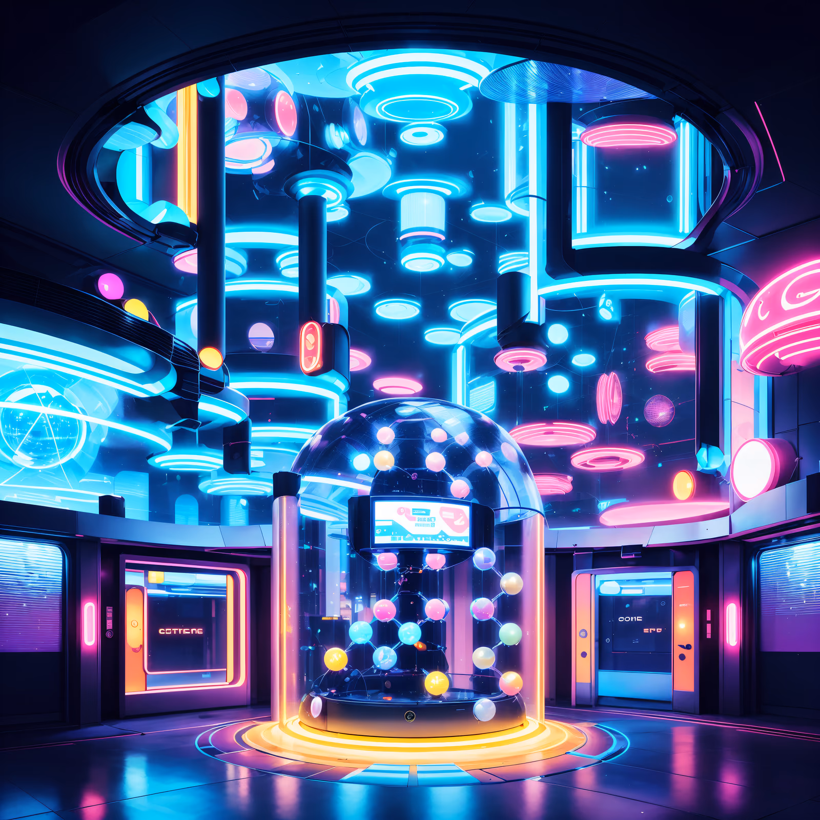 Neon Dome Hall Retrofuturism QR Code for Posters — image 1