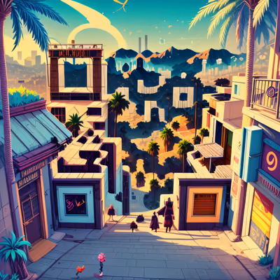 Los Angeles Hillside Game Art QR Code Art — image 1