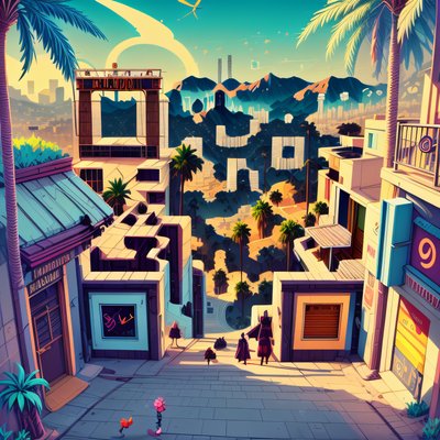 Los Angeles Hillside Game Art QR Code Art
