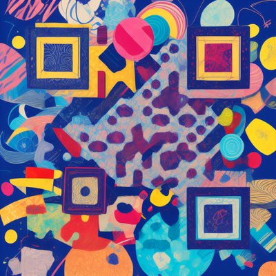 Colorful Abstract Shapes Pattern QR Code for Posters