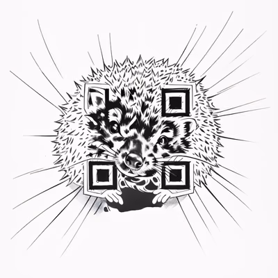 Ёж в стиле тату-эскиза: QR-код для временных татуировок — изображение 1