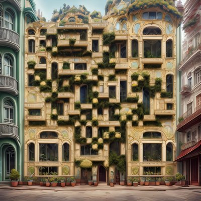 Art Nouveau Ivy Facade QR Code Art