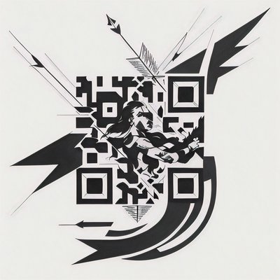 Воин и стрелы: QR-код в стиле тату для временных татуировок