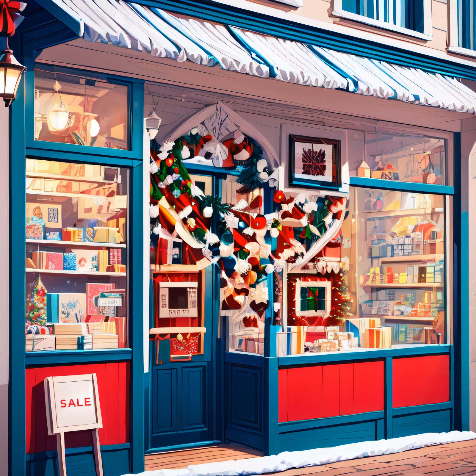 Christmas Gift Shop Storefront Illustration QR Code for Window Displays — image 1