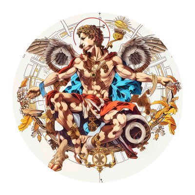 Winged Mercury God Vector Man QR Code for Stickers