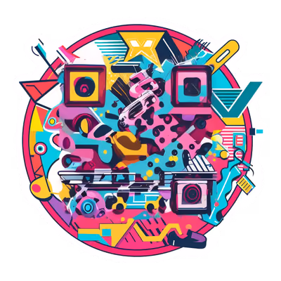 Ретро-ховерборд, абстрактная векторная графика, QR-код для стикеров — изображение 1