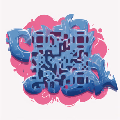 Blue Wildstyle Graffiti Lettering Symbol QR Code for Stickers — image 1
