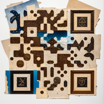 Ancient Manuscript Dada Collage QR Code Art