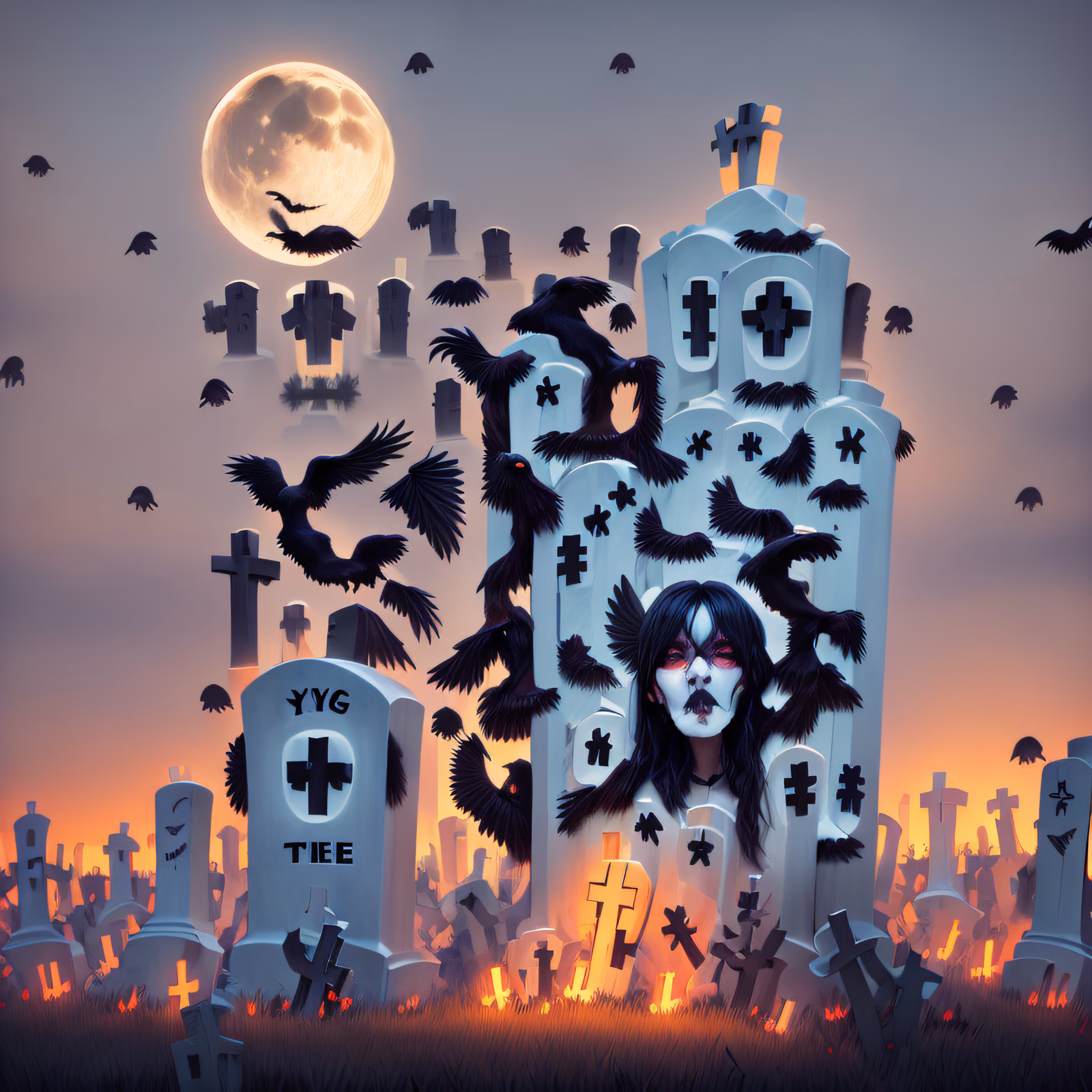 Halloween Cemetery Ravens 3D QR Code for Posters — image 1
