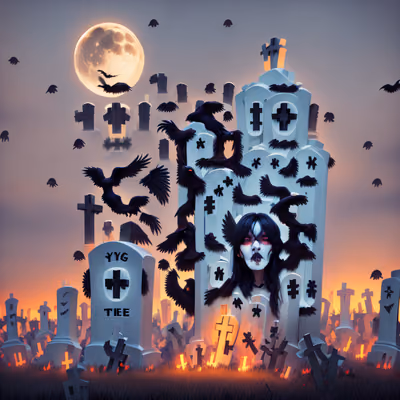 Halloween Cemetery Ravens 3D QR Code for Posters — image 1