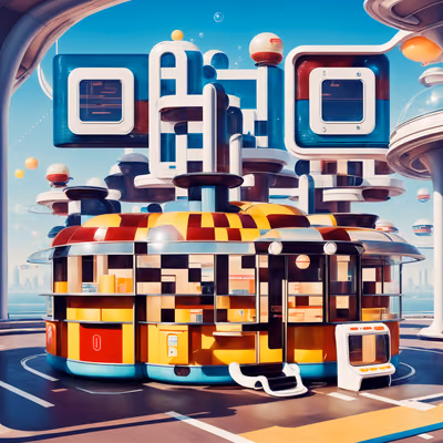 Retro Futuristic Diner Illustration QR Code for Posters — image 1