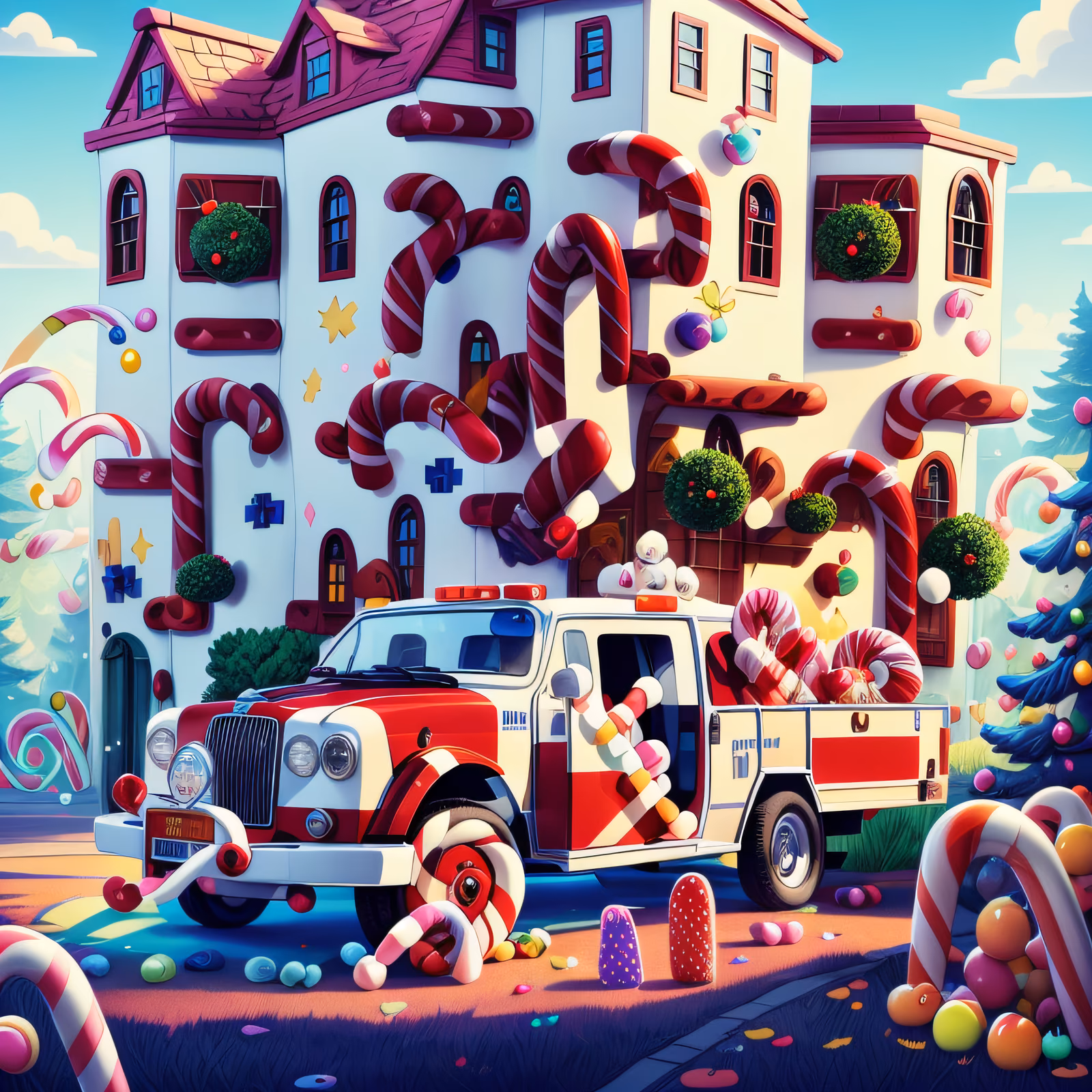 Candy Hospital Ambulance Cartoon QR Code for Posters — image 1