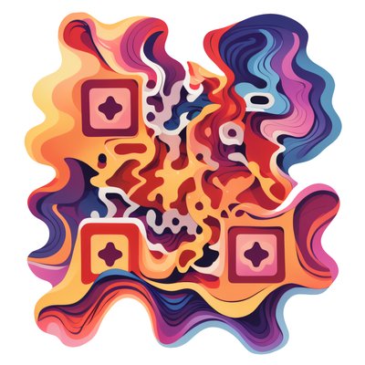 流动波浪抽象矢量扁平设计二维码艺术贴纸