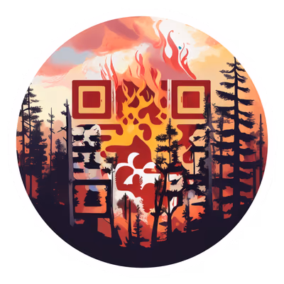 Горящий лес: векторный QR-код для наклеек с деревьями — изображение 1