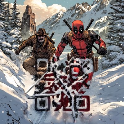 Skiing Superheroes Comic Book QR Code for Posters