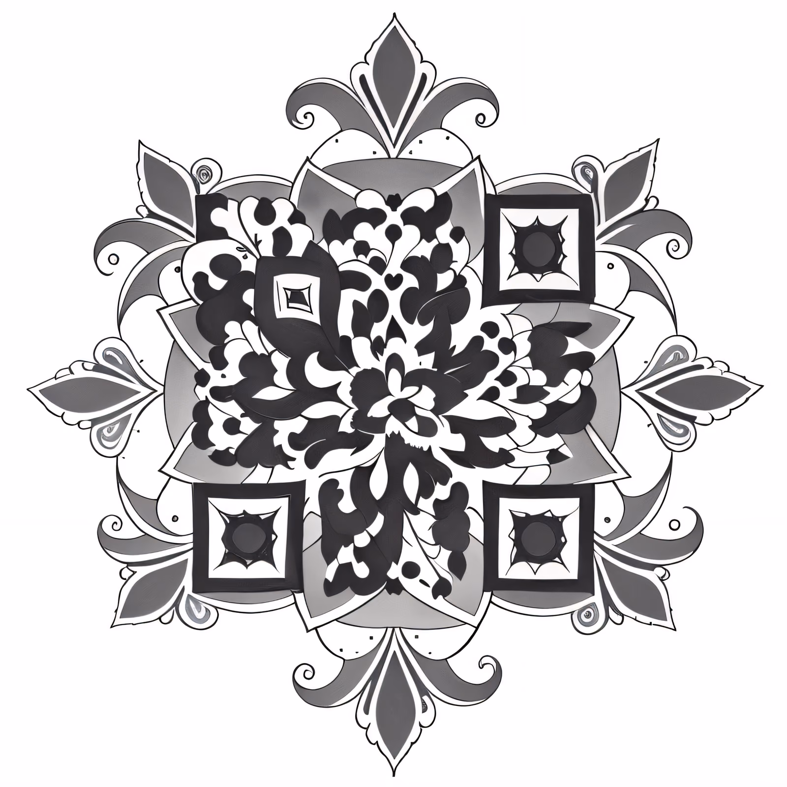 Floral Mandala Tattoo Style Flowers QR Code for Temporary Tattoos — image 1