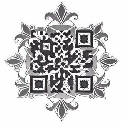 Floral Mandala Tattoo Style Flowers QR Code for Temporary Tattoos — image 1