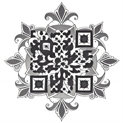 Floral Mandala Tattoo Style Flowers QR Code for Temporary Tattoos