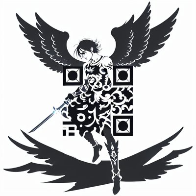 Winged Celestial Warrior Tattoo QR Code for Temporary Tattoos