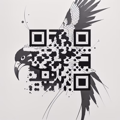 Black and White Bird Tattoo QR Code for Temporary Tattoos — image 1